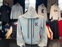 K LOGOLU FERMUARLI GRİ HOODIE