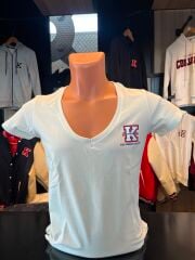 K LOGOLU KREM V YAKA T-SHIRT