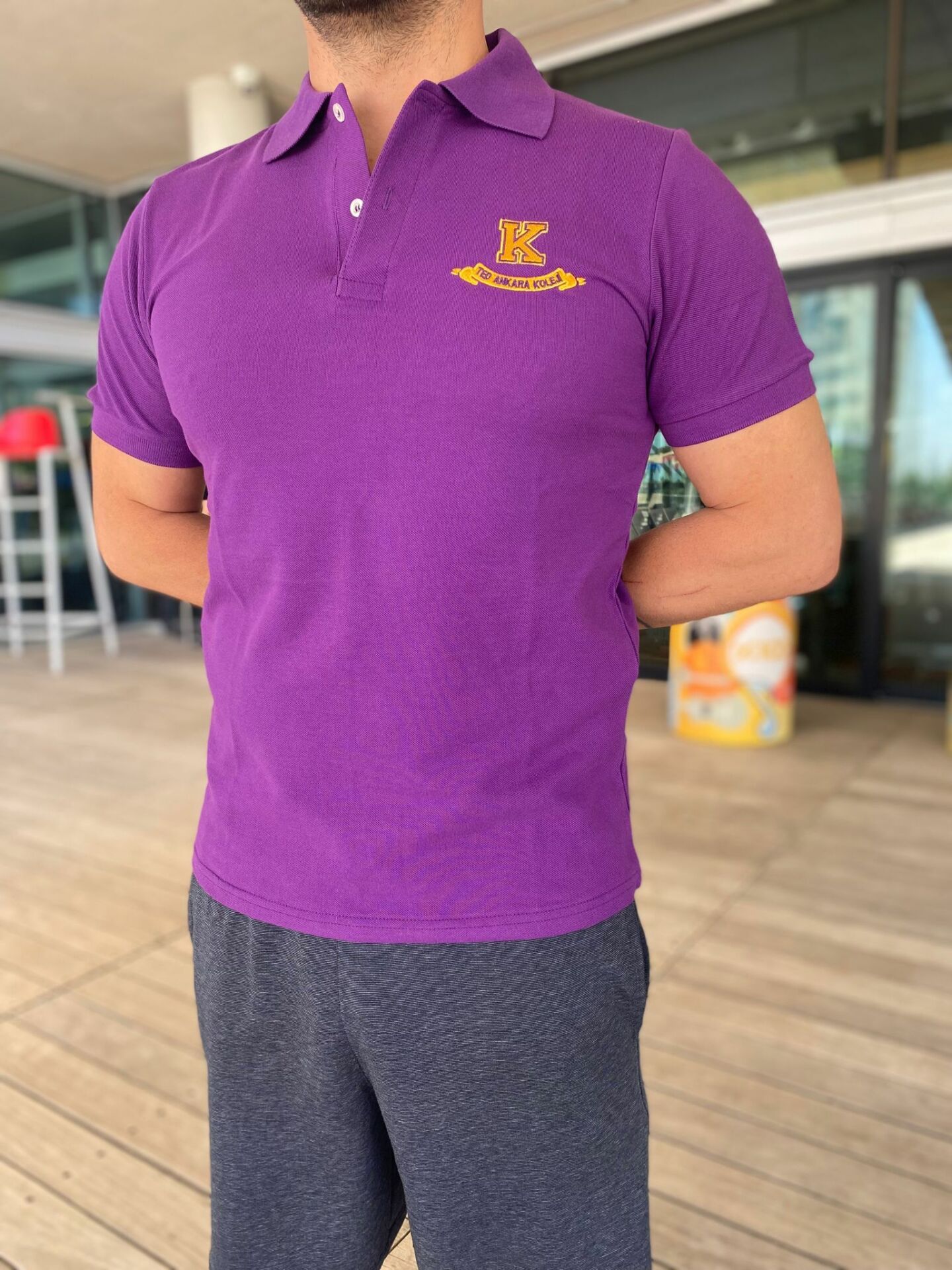 POLO YAKA MOR GÖĞÜS ANKARA KOLEJ LOGOLU