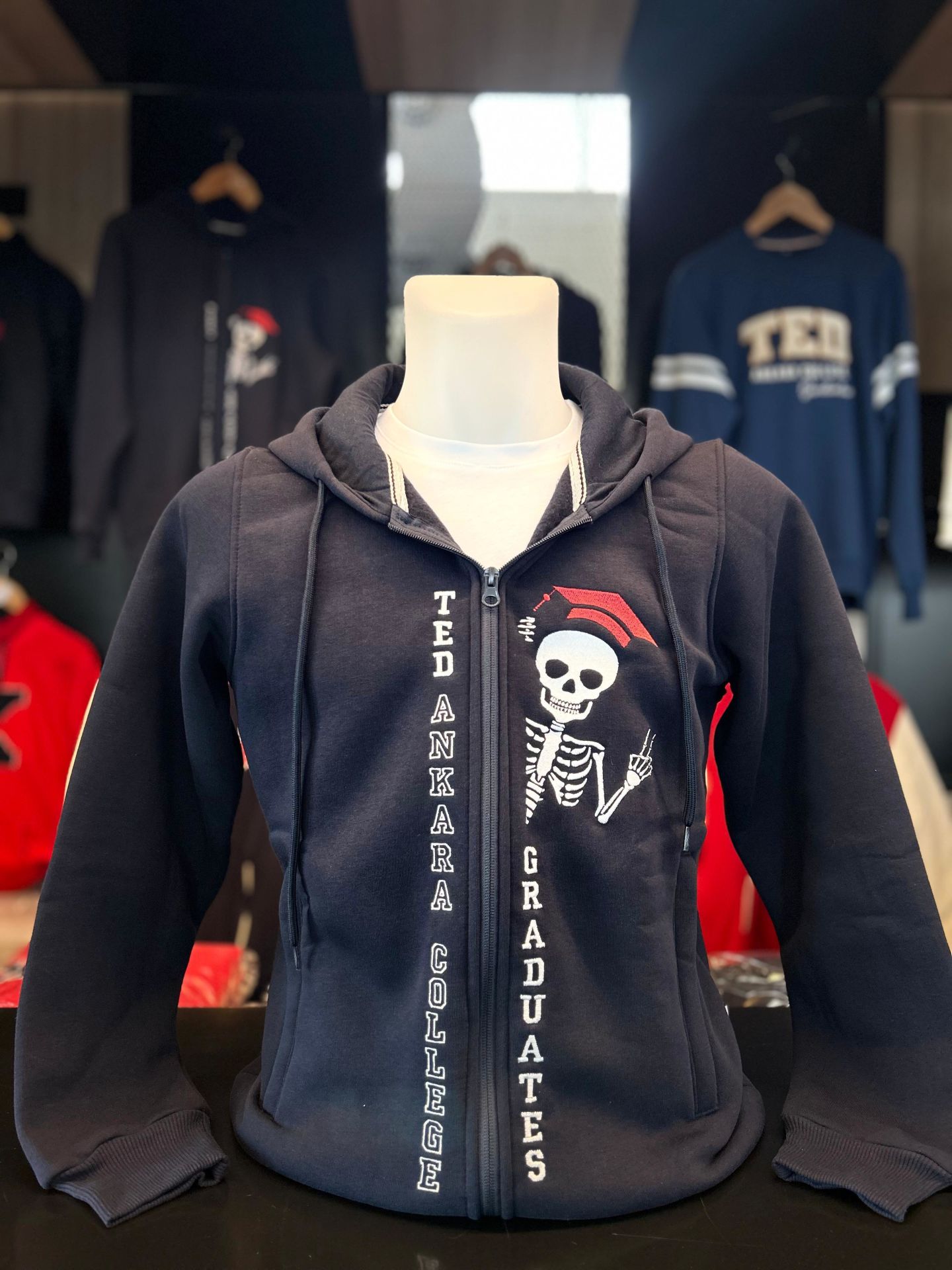 İSKELETOR GRADUATED FERMUARLI LACİVERT HOODIE